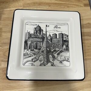 Cities Collection Paris Plate Black White Square‎ Made in Italy Decorative Tray